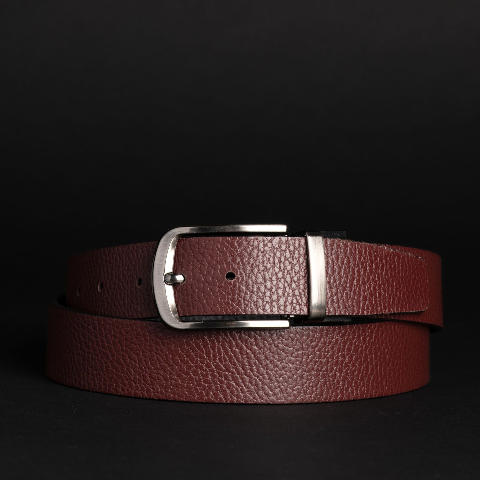Harvey Dent One Piece Reversible Leather Belt + Keystone Wallet Set - Burgundy