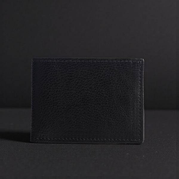 The Maverick Wallet - Black American Pebble Grain Bison Leather Wallet