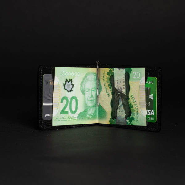 The Pinnacle Wallet - Limited Edition Black Saffiano Leather Slim Money Clip