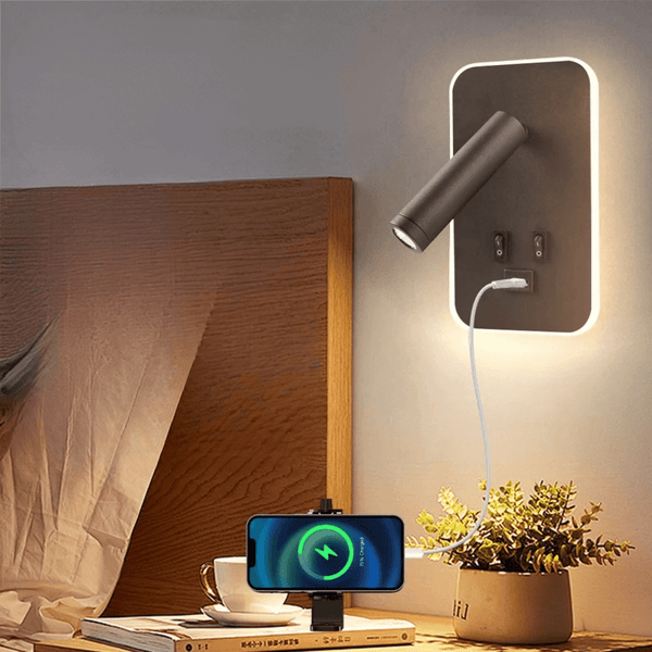 Bedside LED Wall Reading Lamp with USB Port Switch Rotatable Wall Sconce