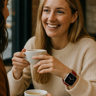 Classic Red Leather Apple Watch Band - Dallas