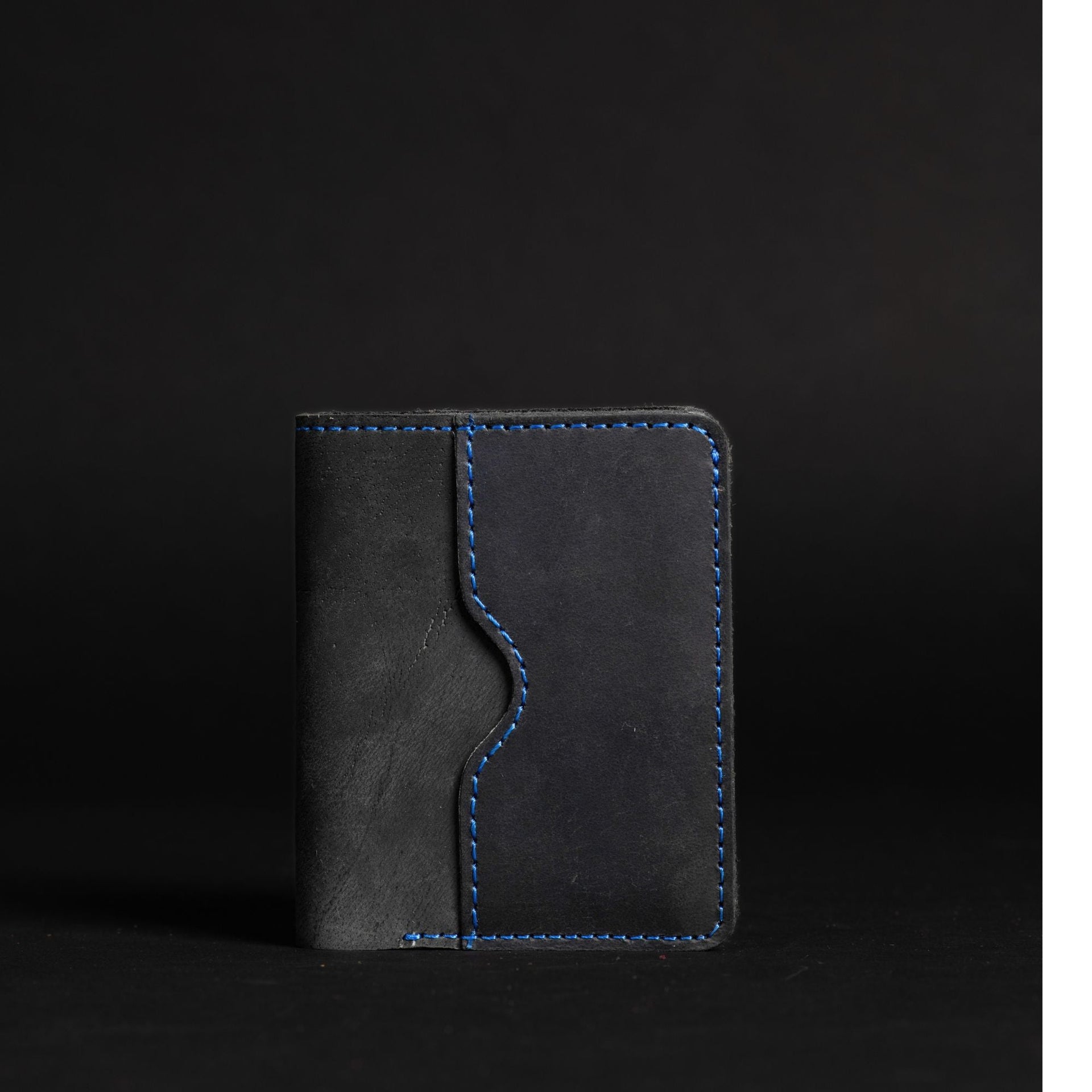 The Diablo Card Holder - Black Full Grain Leather Card Holder With Red Stitching NAB Leather
