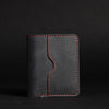 The Diablo Card Holder - Black Full Grain Leather Card Holder With Red Stitching