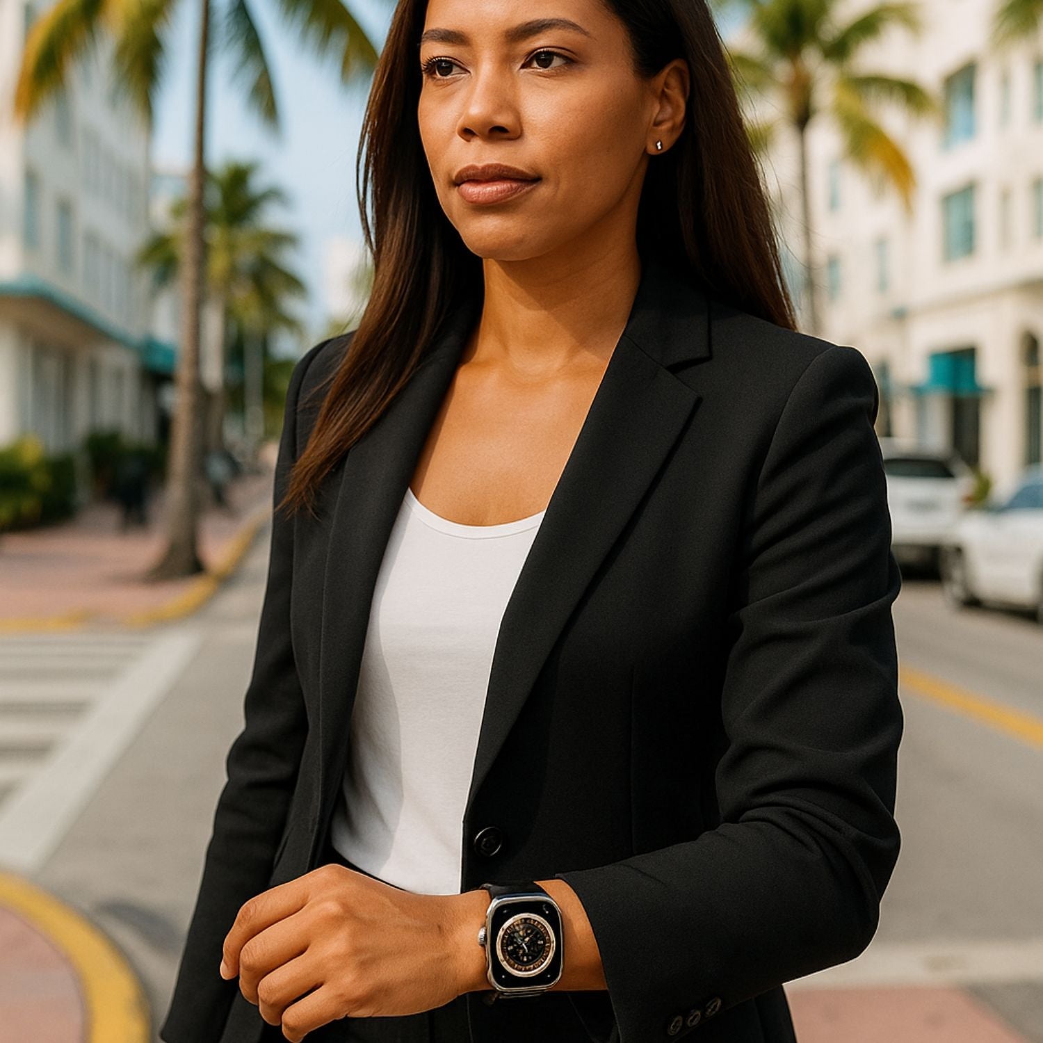 Apple Watch Black Leather Strap - Boston