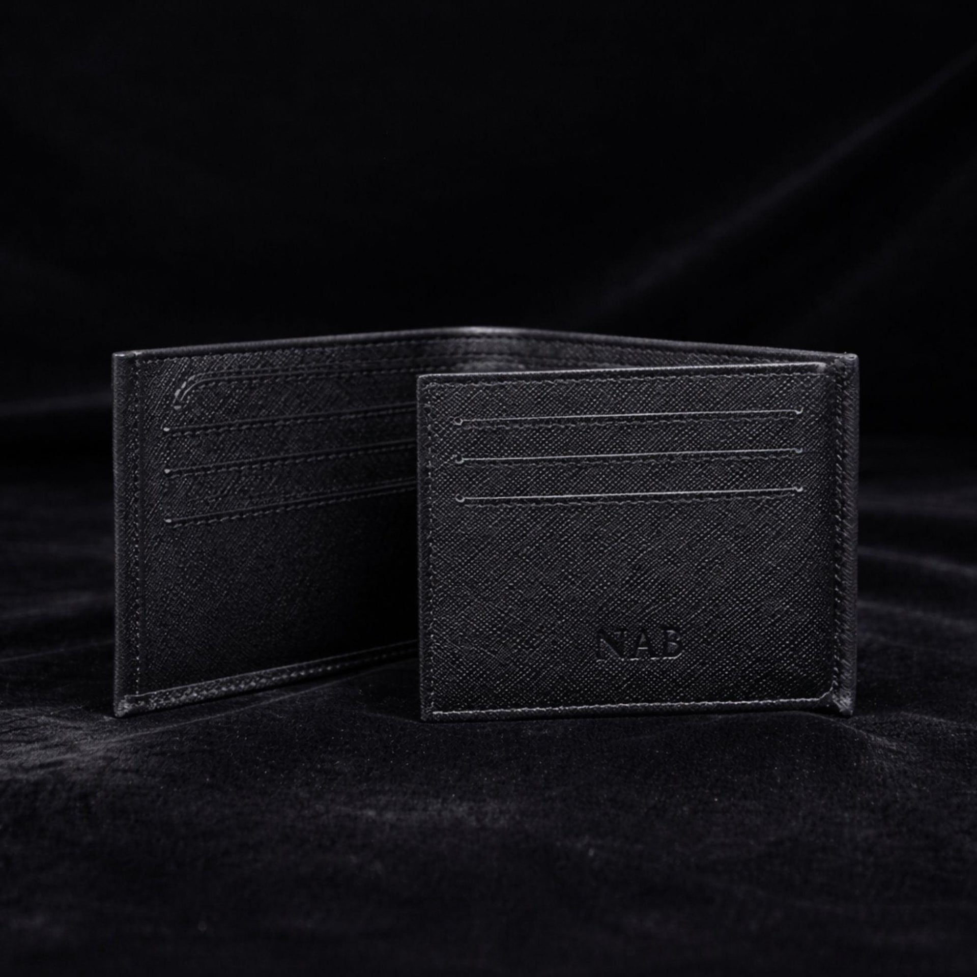 The Nocturne Wallet - Black Saffiano Leather Multi Card Slot Wallet