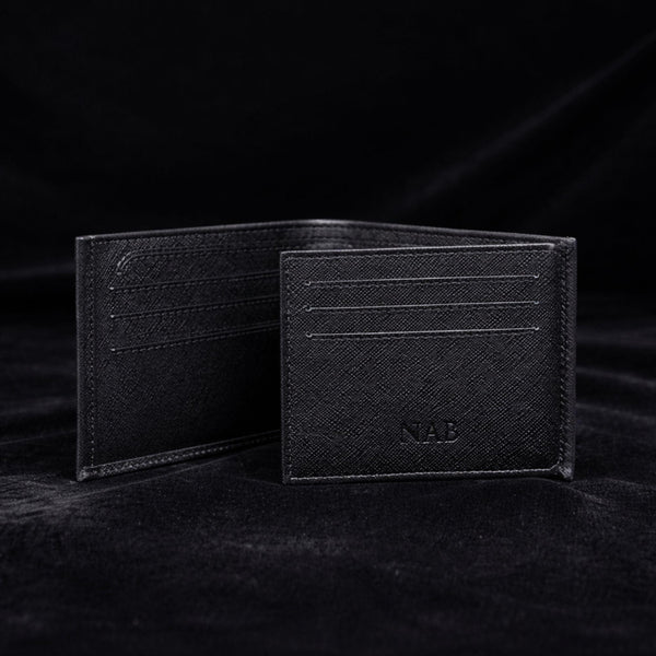 The Nocturne Wallet - Black Saffiano Leather Multi Card Slot Wallet