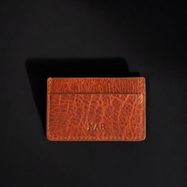 The Maverick Cardholder - Cognac American Pebble Grain Bison Leather Cardholder NAB Leather