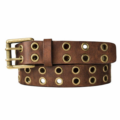 Brixton - Vintage Brown Double Grommet 100 % Full Grain Leather Belt