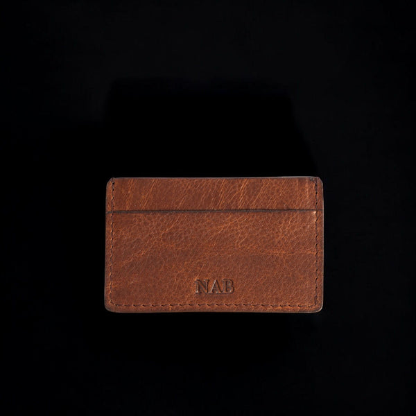 The Maverick Cardholder - Cognac American Pebble Grain Bison Leather Cardholder NAB Leather