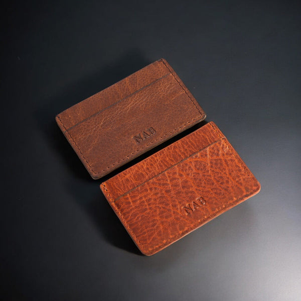 The Maverick Cardholder - Cognac American Pebble Grain Bison Leather Cardholder NAB Leather