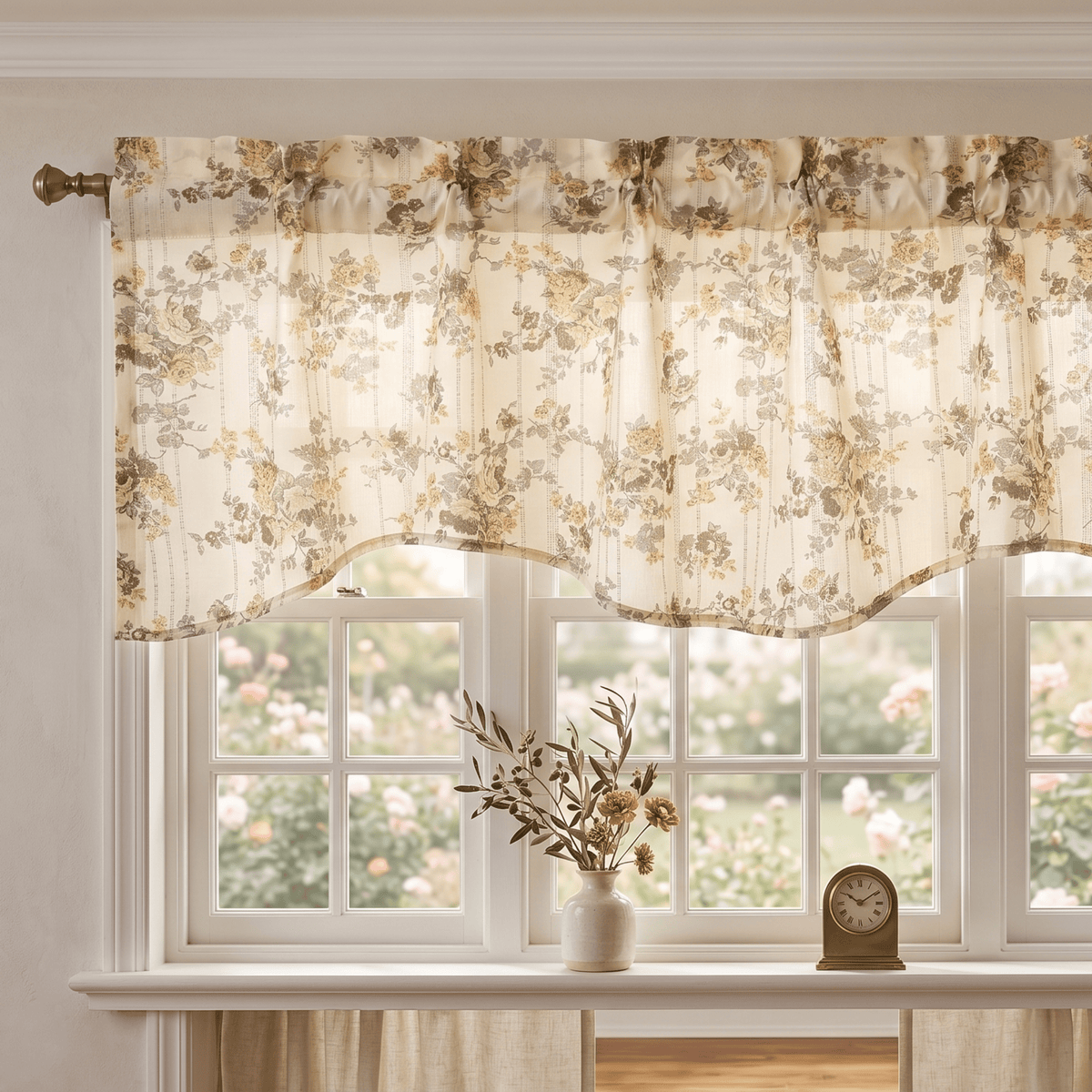 DaDa Bedding Vintage Dainty Yellow Floral Cottage Window Curtain Valance - 18