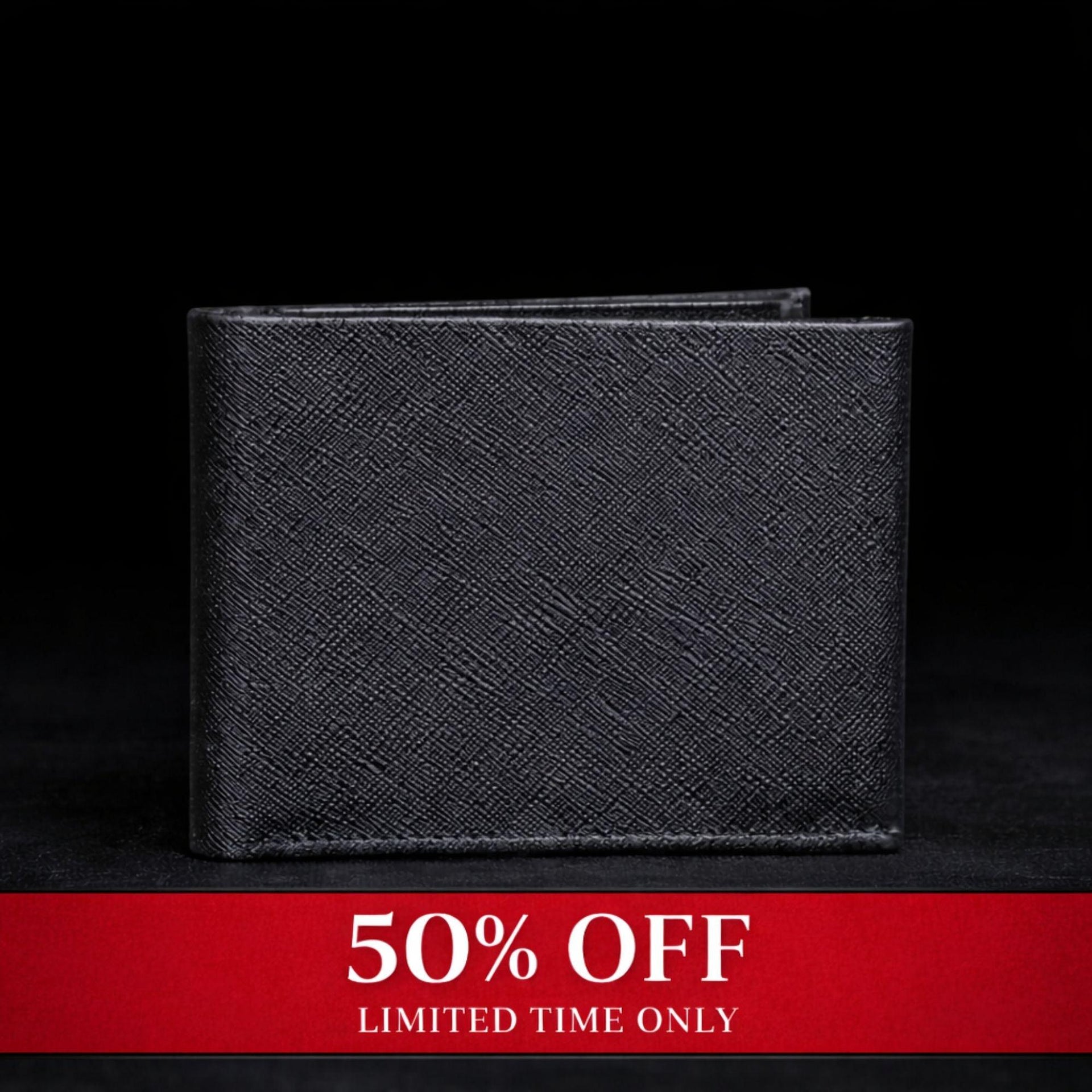 The Nocturne Wallet - Black Saffiano Leather Multi Card Slot Wallet