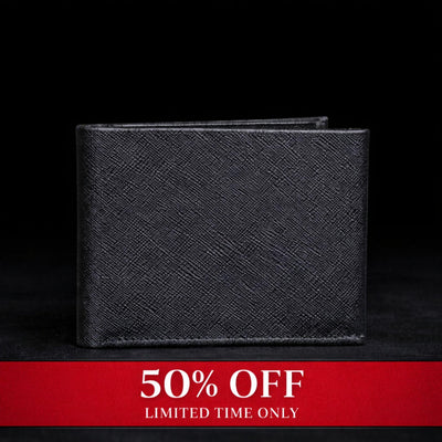 The Nocturne Wallet - Black Saffiano Leather Multi Card Slot Wallet