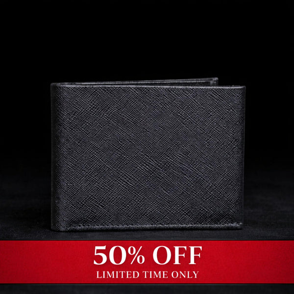 The Nocturne Wallet - Black Saffiano Leather Multi Card Slot Wallet