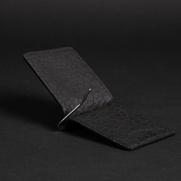 The Pinnacle Wallet - Limited Edition Black Slim Money Clip Crackled Pattern NAB Leather