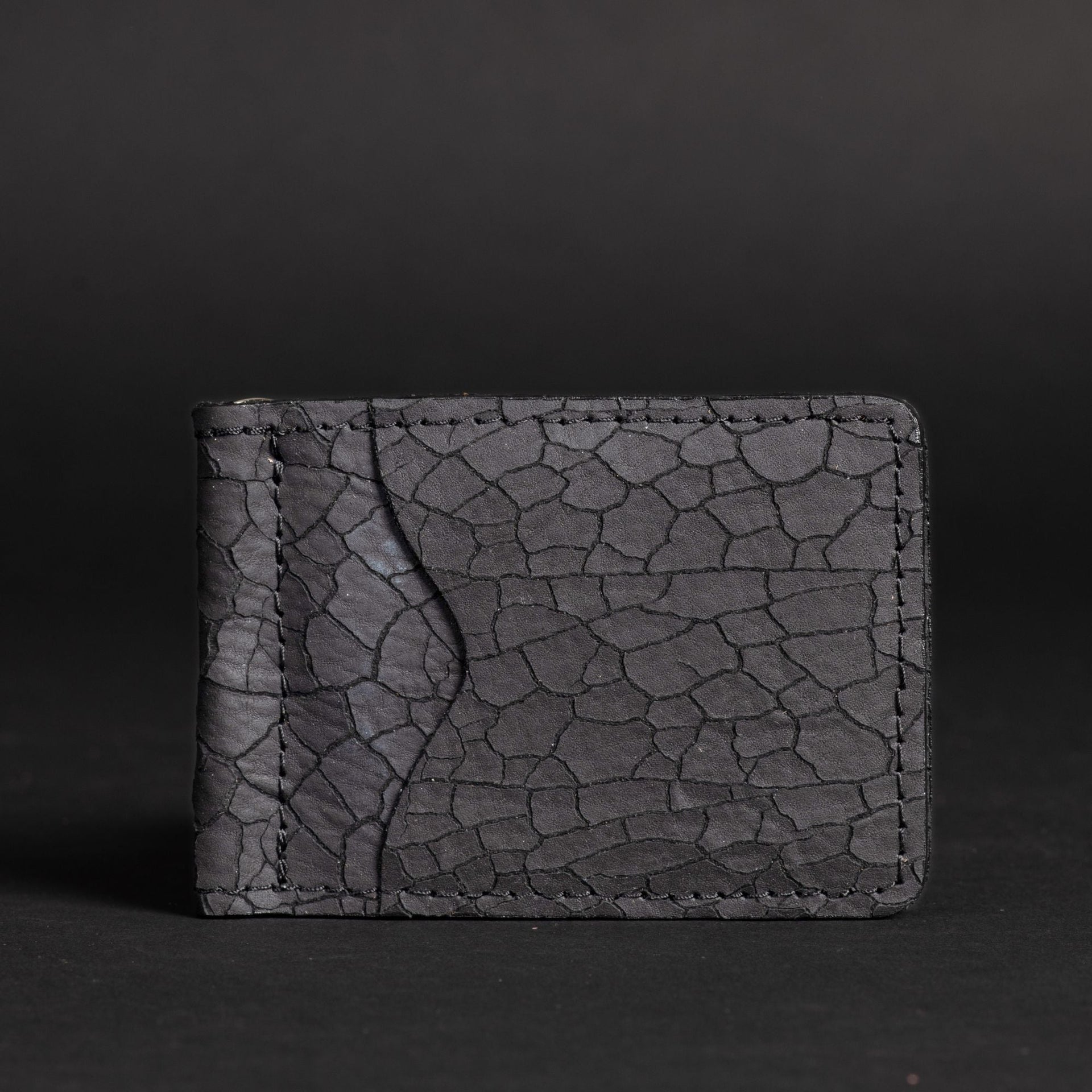The Pinnacle Wallet - Limited Edition Black Slim Money Clip Crackled Pattern NAB Leather