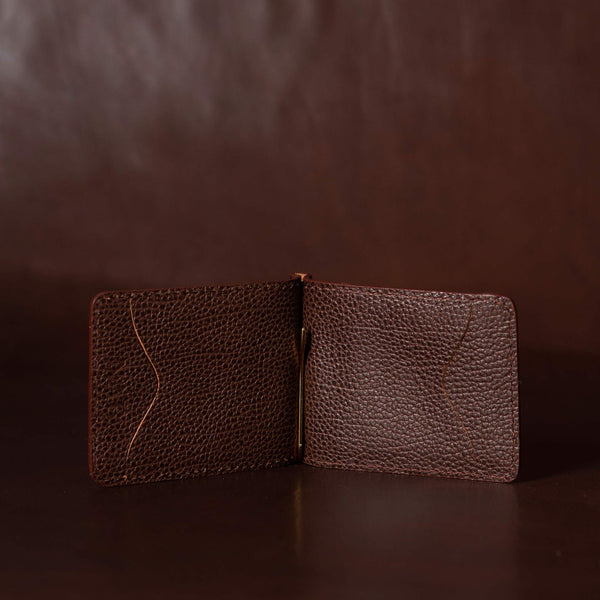 The Pinnacle Wallet - Black Slim Money Clip Pebble Grain Leather Wallet NAB Leather