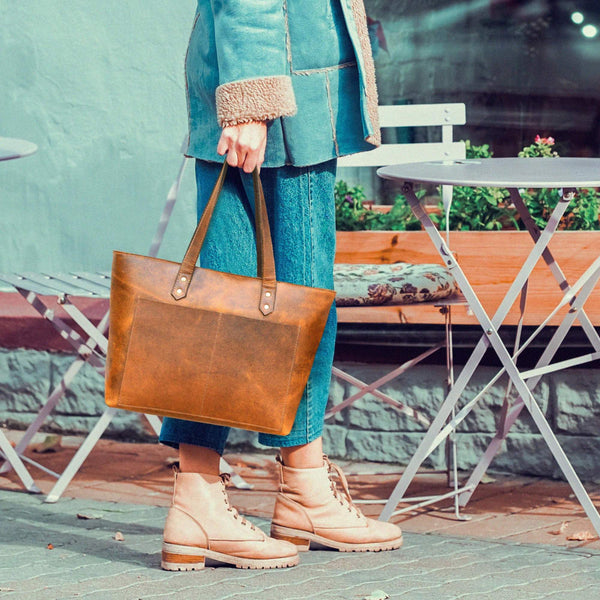 Classic Cognac Leather Tote Bag NAB Leather