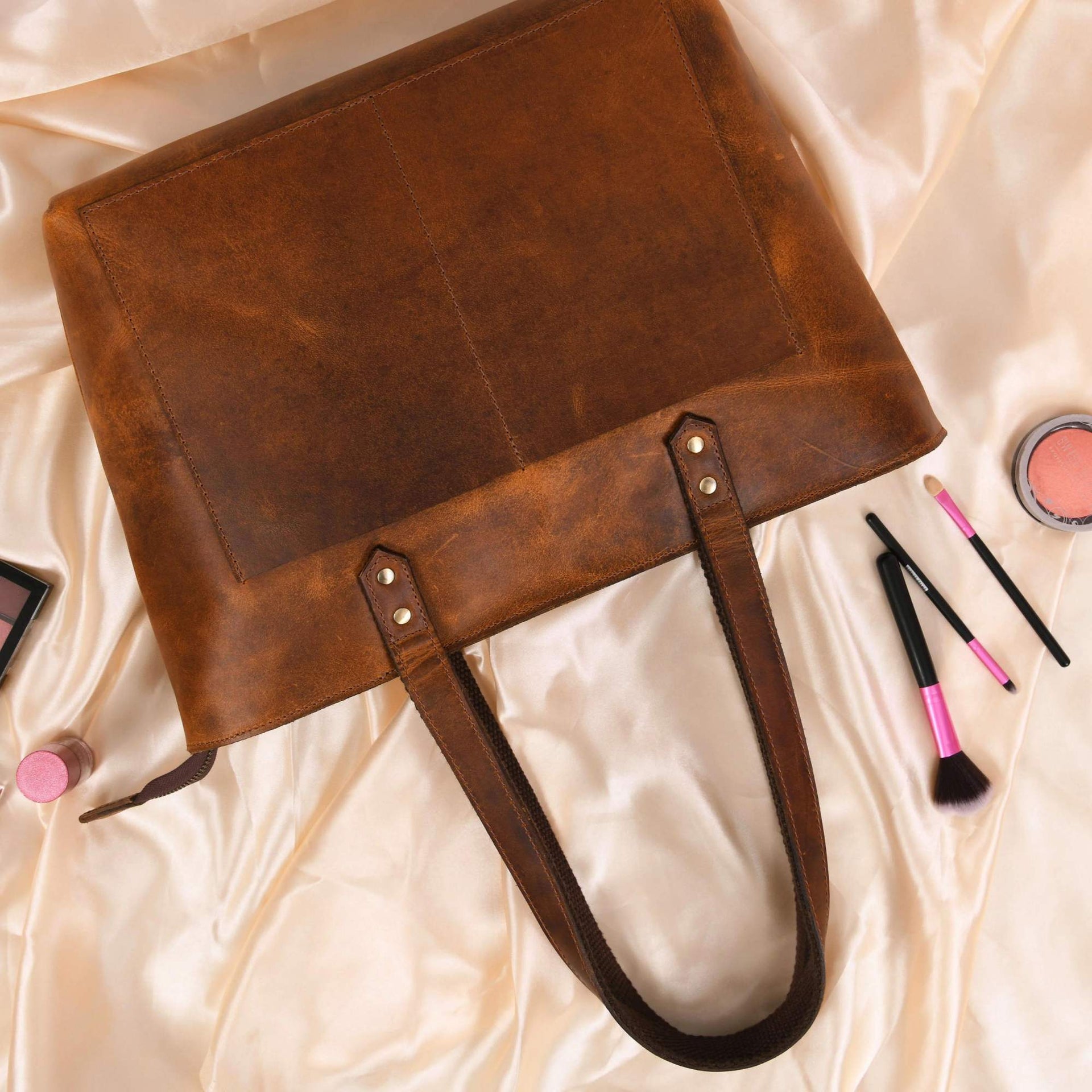 Classic Cognac Leather Tote Bag NAB Leather