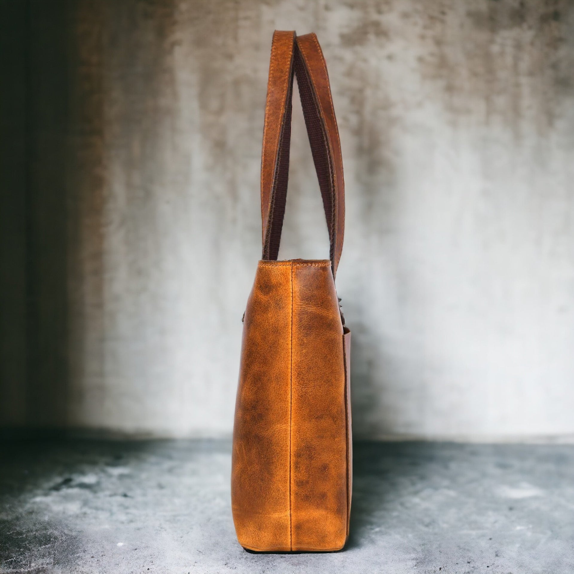 Classic Cognac Leather Tote Bag NAB Leather