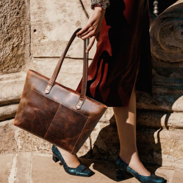 Classic Cognac Leather Tote Bag NAB Leather