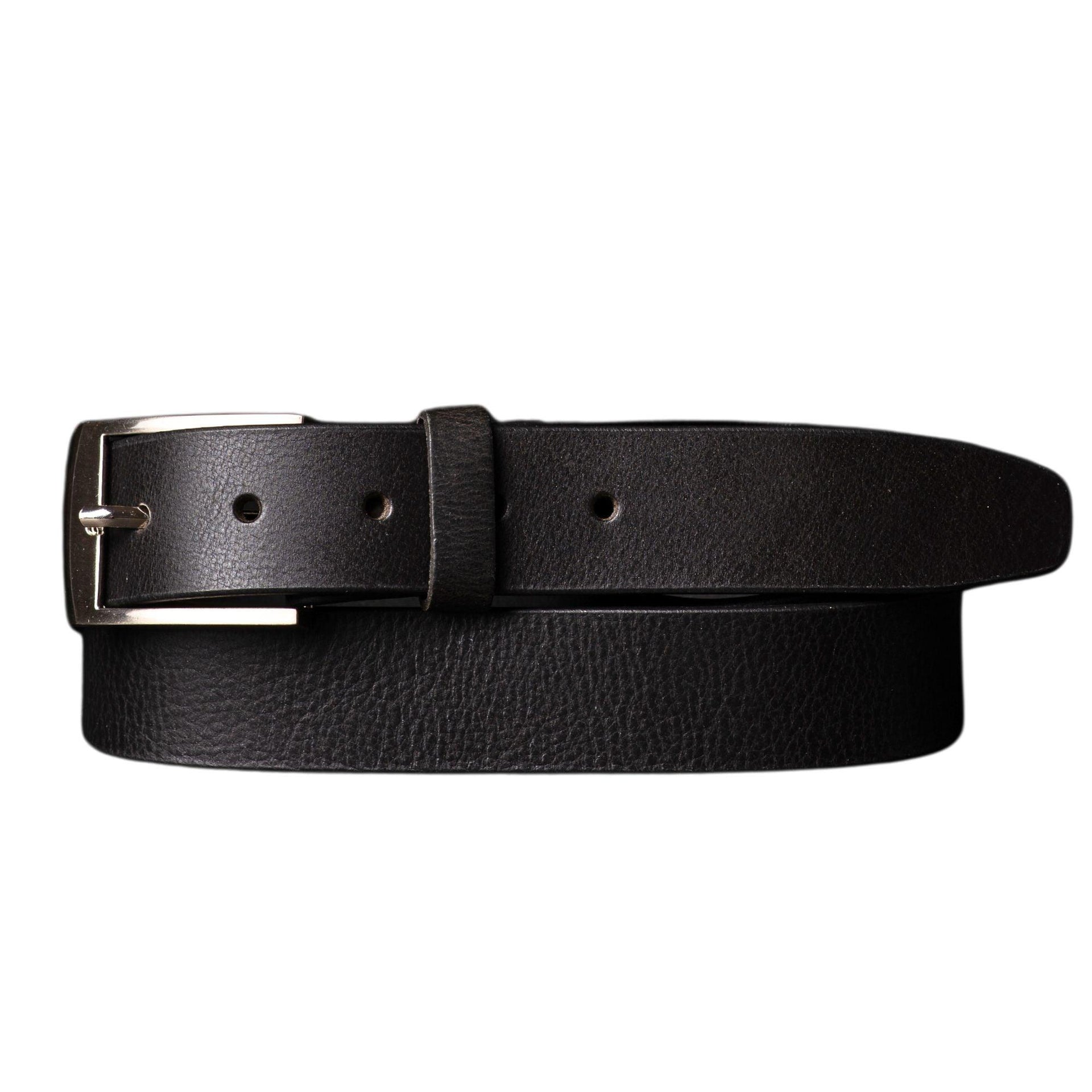 The Crest Belt - Slim Black 30mm 100% Full-Grain Leather Belt