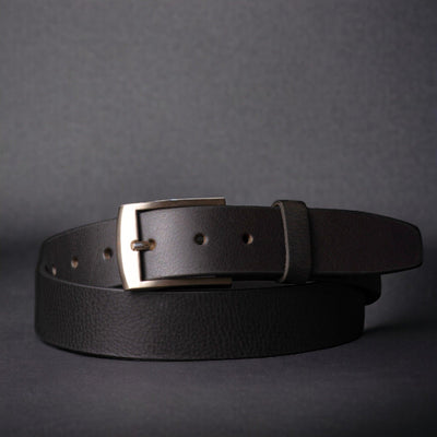The Crest Belt - Slim Black 30mm 100% Full-Grain Leather Belt