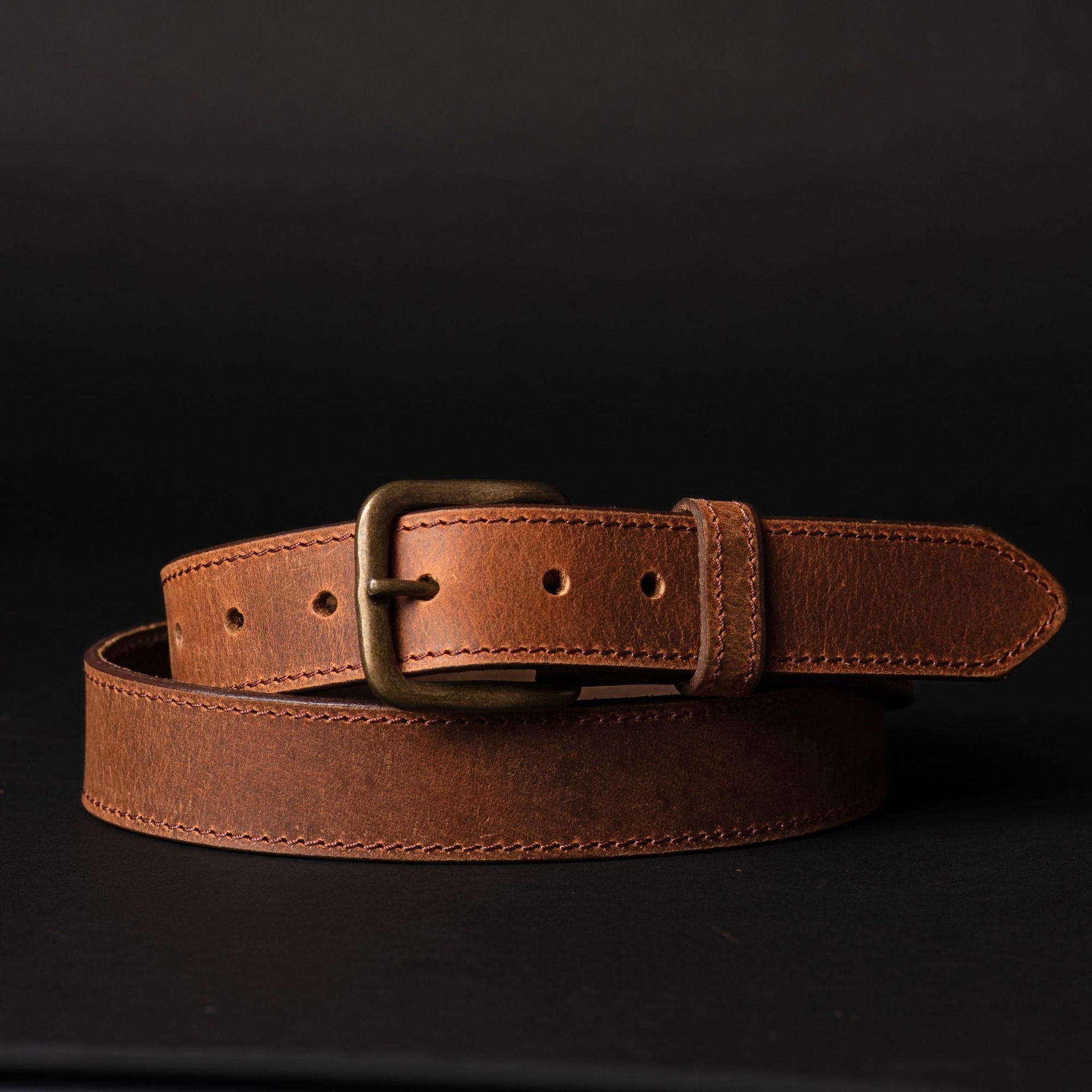 The Voyager Belt - Stitched Full-Grain Distressed Leather Belt NAB Leather