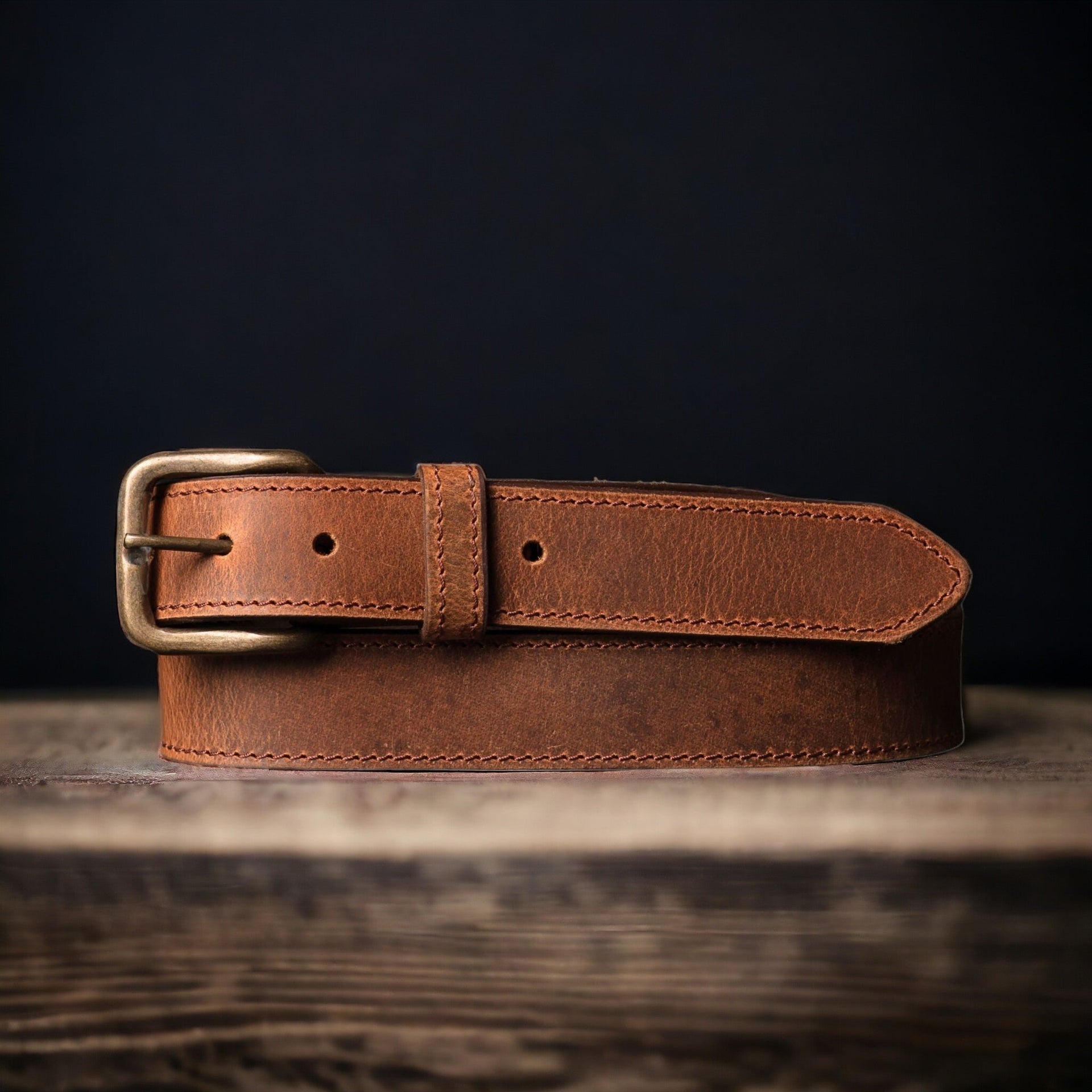 The Voyager Belt - Stitched Full-Grain Distressed Leather Belt NAB Leather