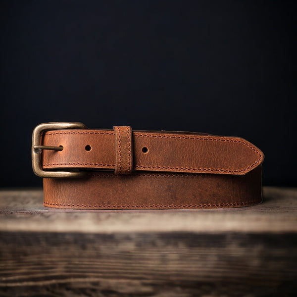 The Voyager Belt - Stitched Full-Grain Distressed Leather Belt NAB Leather