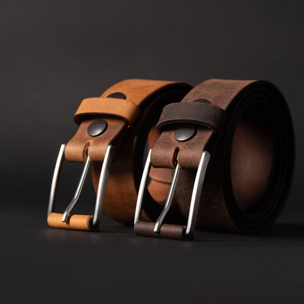 The Spartan Belt - Brown Leather Belt With Leather Wrapped Buckle