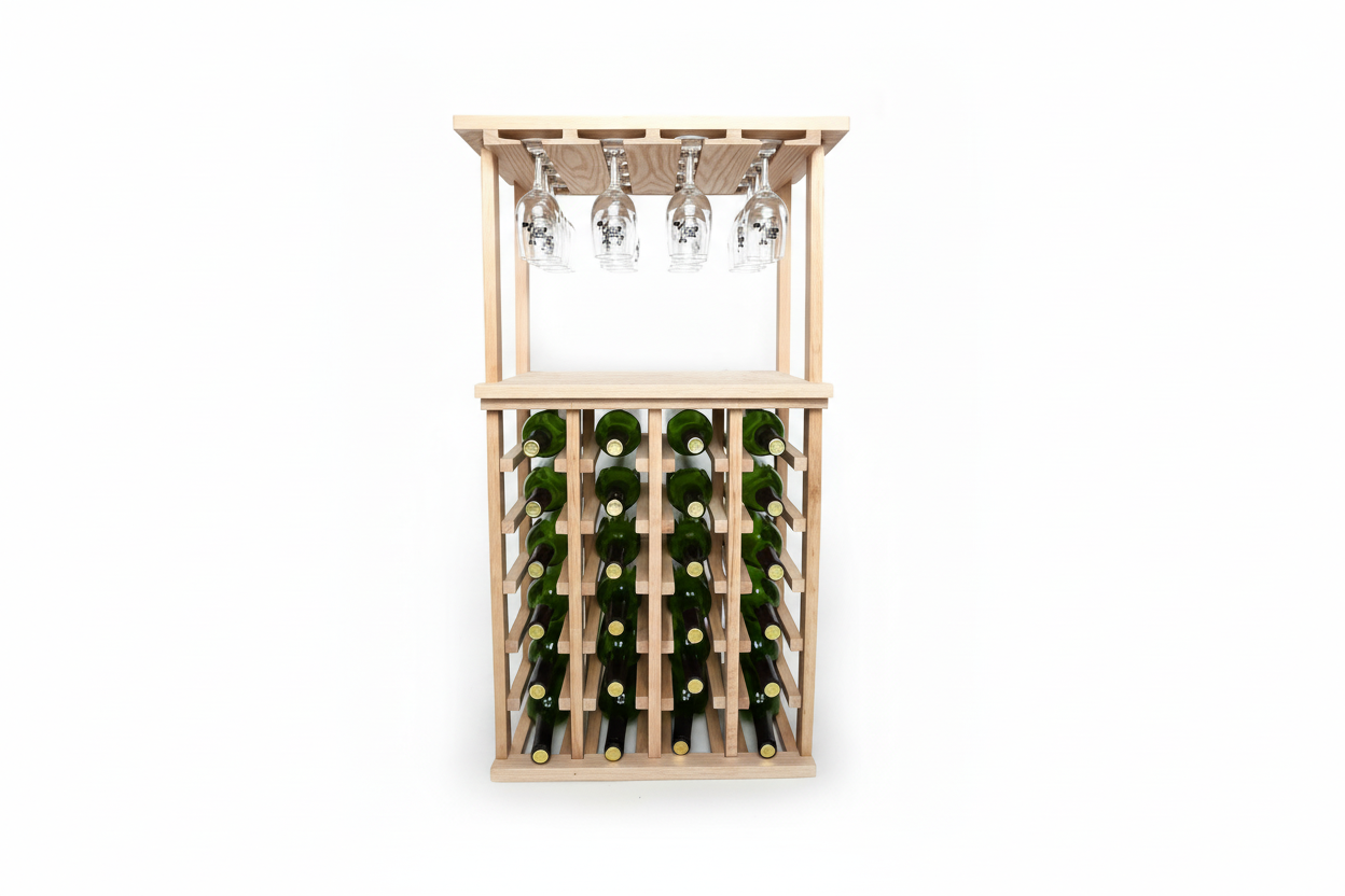 Wine Bottle & Stemware Storage Combo with Tabletop