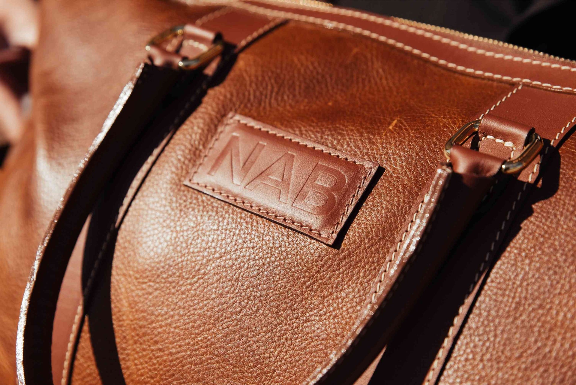 The Shield Duffle- Cognac Full-Grain Leather Duffle Bag Made in Canada NAB Leather