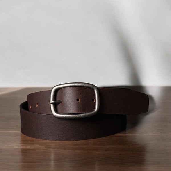 Selene - Black Leather Dress Belt with Silver Buckle - Made in Canada