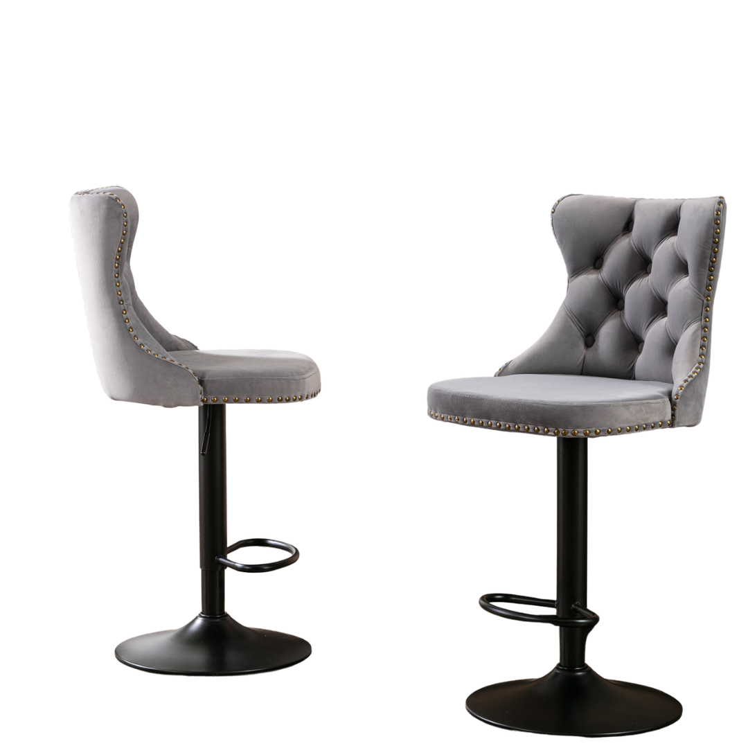 Set of 2 Swivel Velvet Barstools