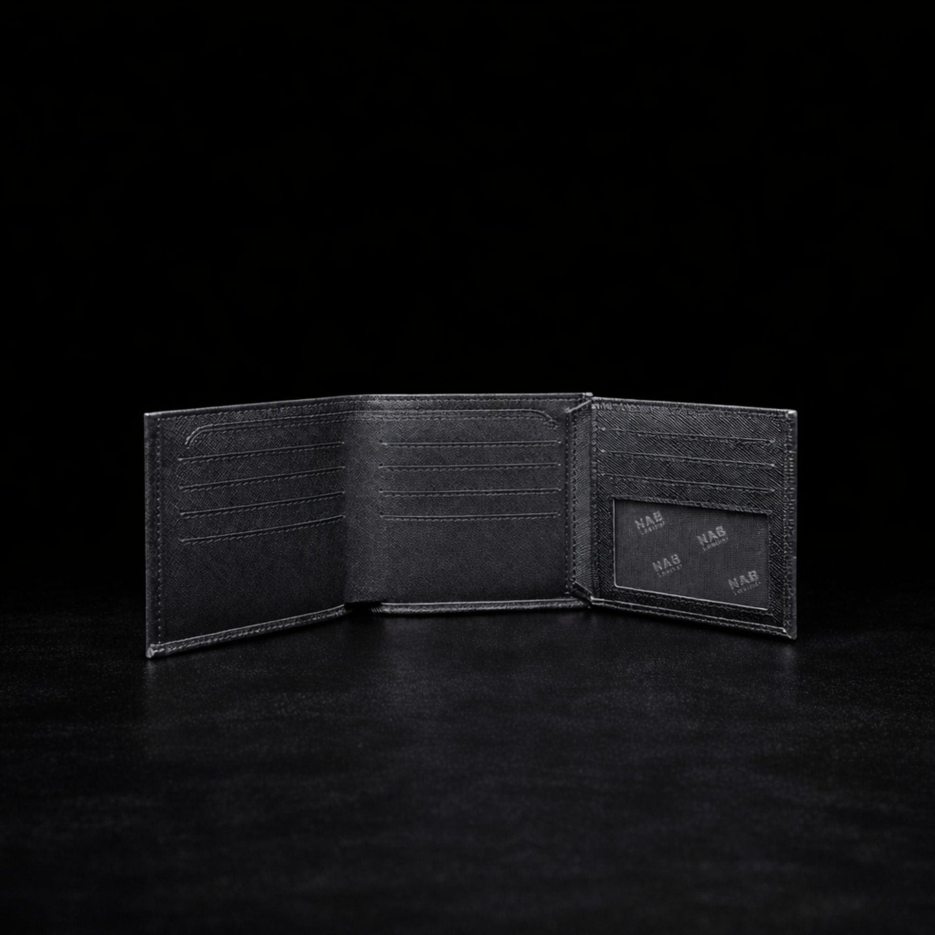 The Nocturne Wallet - Black Saffiano Leather Multi Card Slot Wallet