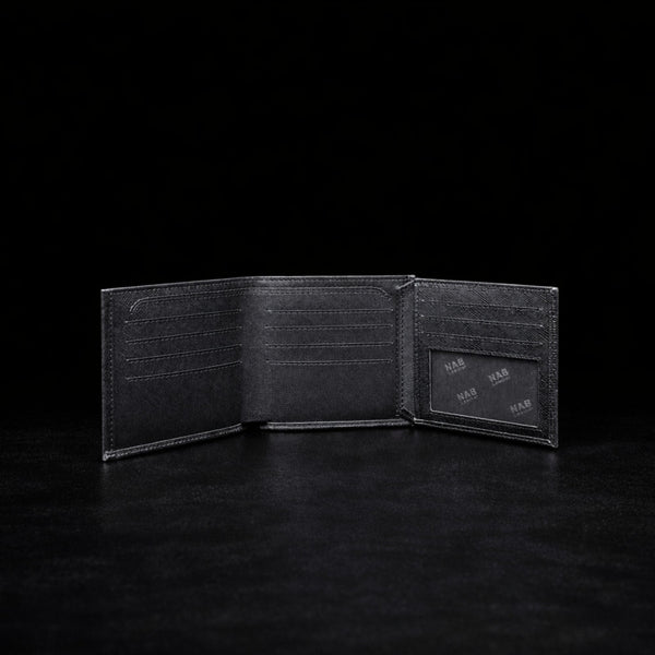 The Nocturne Wallet - Black Saffiano Leather Multi Card Slot Wallet