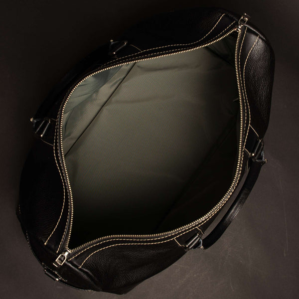 The Shield Duffle- Black Full-Grain Leather Duffle Bag Made in Canada