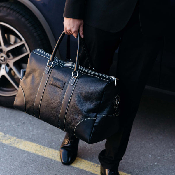 The Shield Duffle- Cognac Full-Grain Leather Duffle Bag Made in Canada NAB Leather