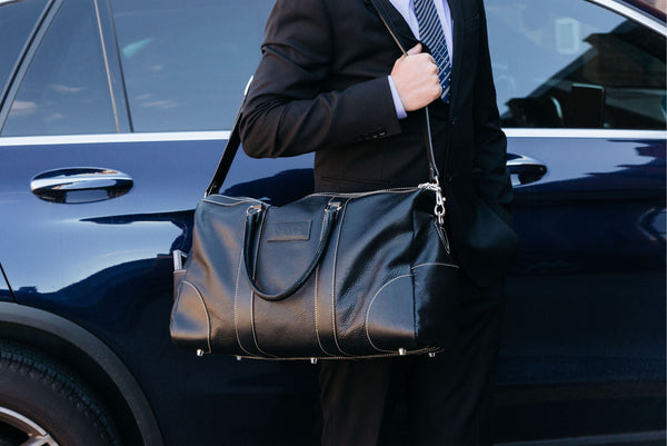 The Shield Duffle- Cognac Full-Grain Leather Duffle Bag Made in Canada NAB Leather