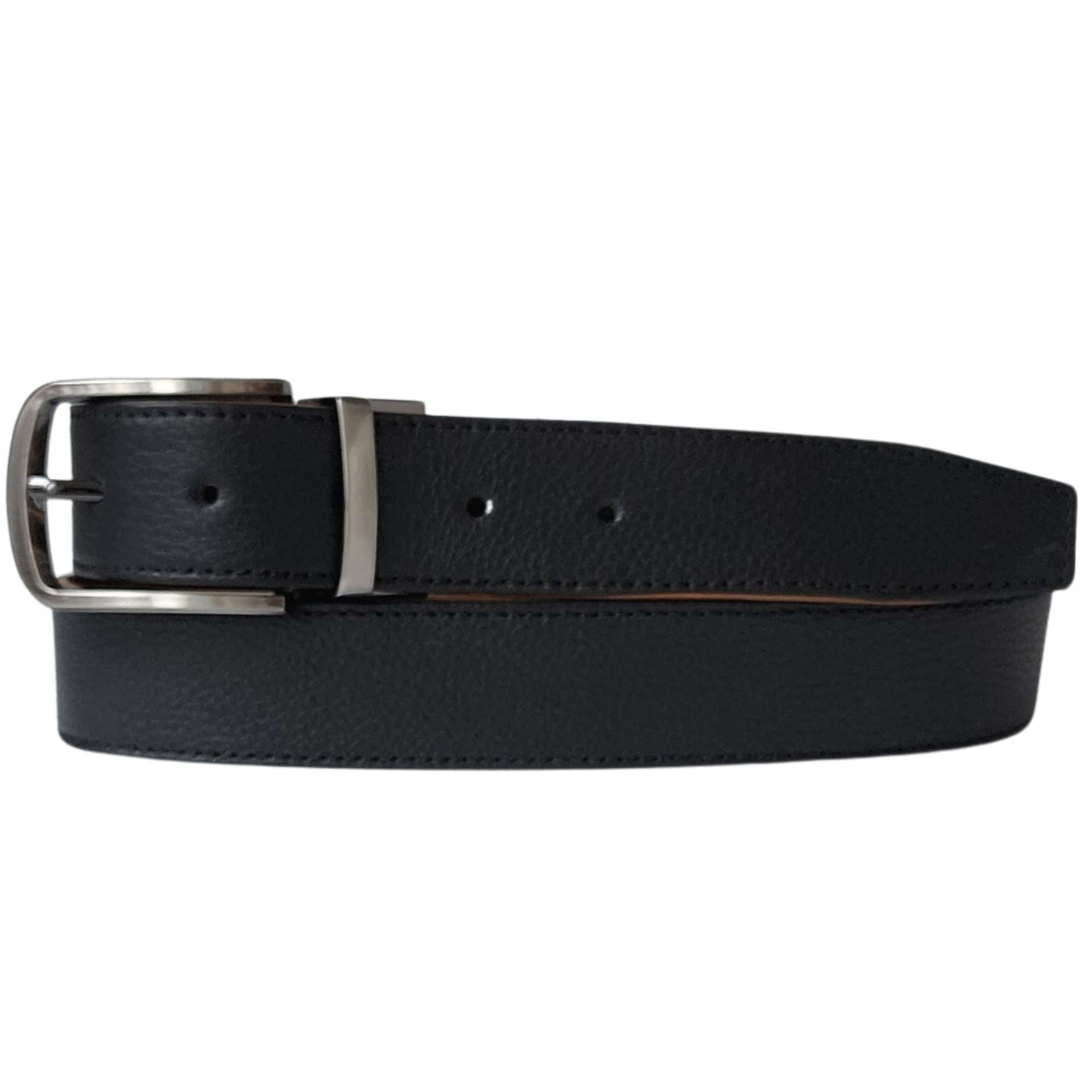 The Harvey Dent Belt - Reversible Stitched Full-Grain Pebbled Leather Belt NAB Leather