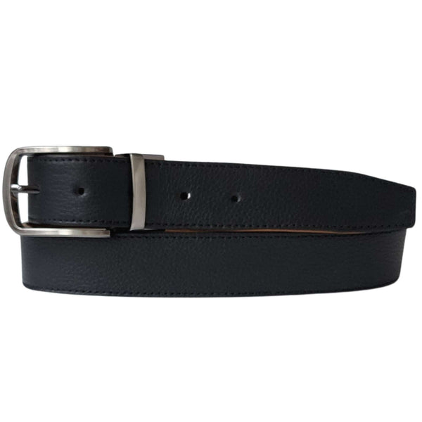 The Harvey Dent Belt - Reversible Stitched Full-Grain Pebbled Leather Belt NAB Leather