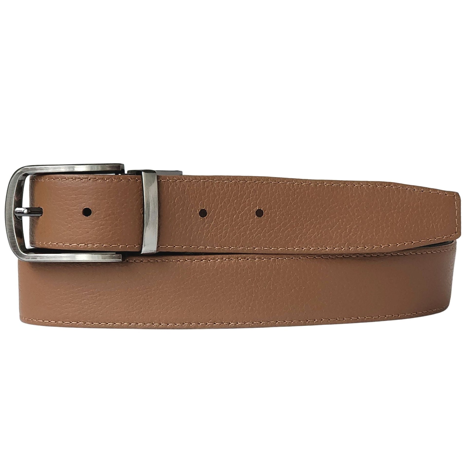 The Harvey Dent Belt - Reversible Stitched Full-Grain Pebbled Leather Belt NAB Leather