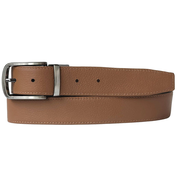 The Harvey Dent Belt - Reversible Stitched Full-Grain Pebbled Leather Belt NAB Leather