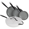 BE | LIVING Essential Series 4-piece Pan Set - Frying pans Ø 20 cm, Ø 24 cm & Ø 28 cm - Wok Ø 30 cm