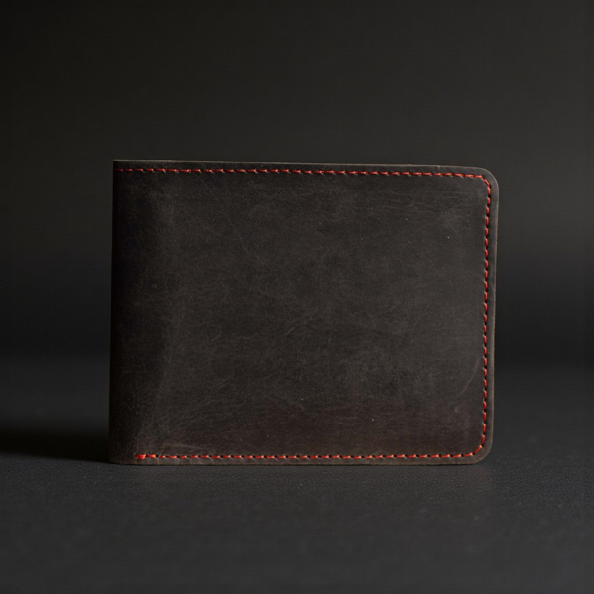 The Poseidon Wallet - Black Full-Grain Leather Wallet with Blue Stitching