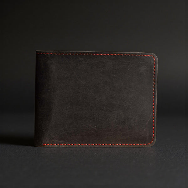 The Poseidon Wallet - Black Full-Grain Leather Wallet with Blue Stitching