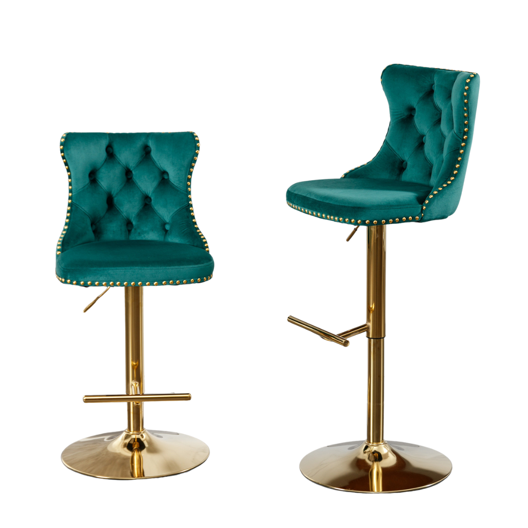 Golden Swivel Velvet Barstools BLAKHOM