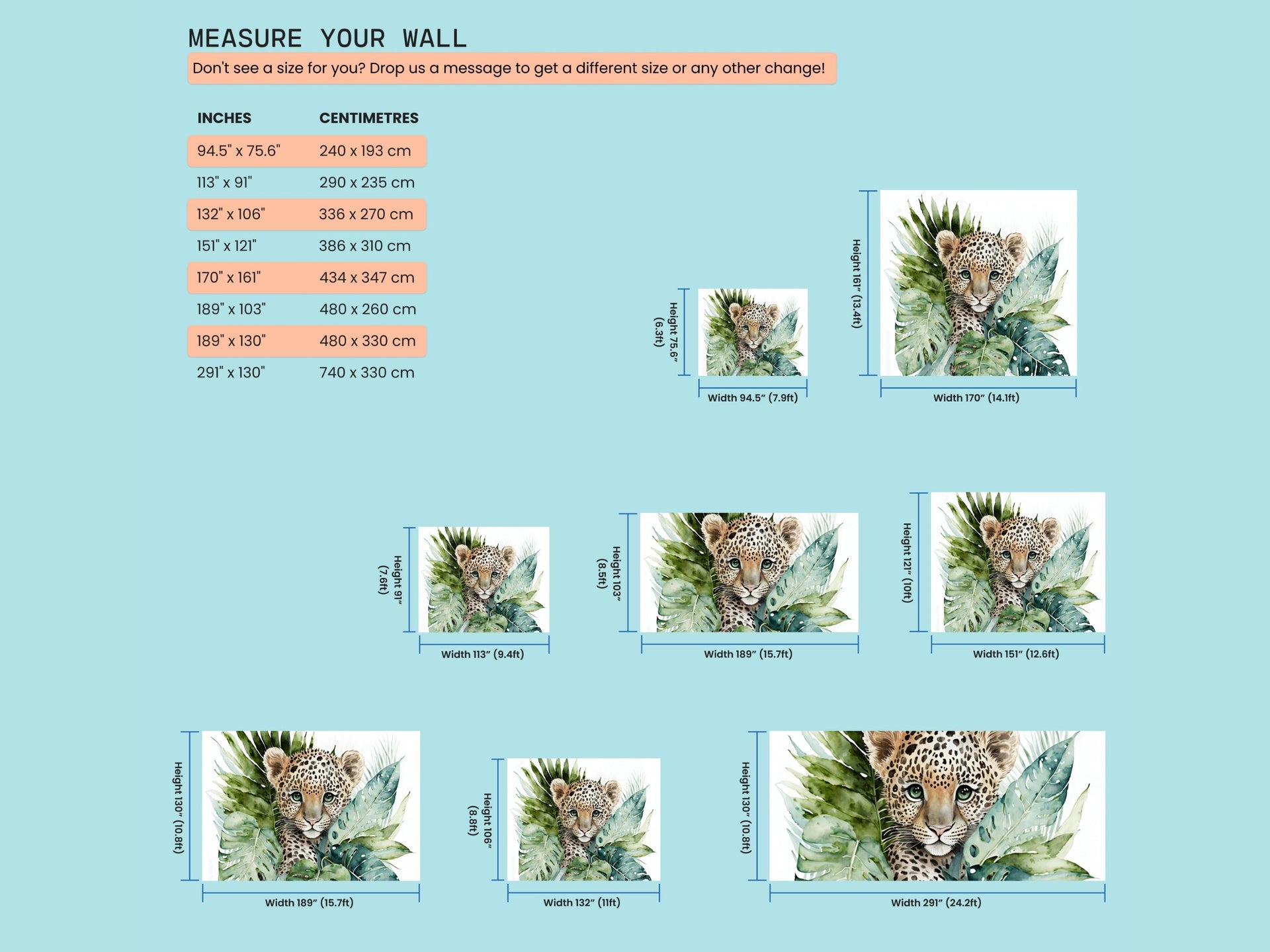 Watercolor Baby Leopard Mural