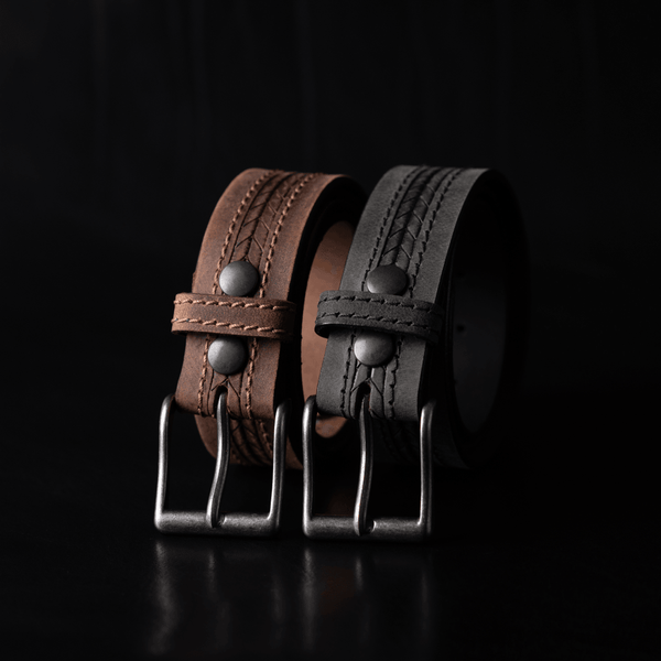 Brown Arrow Patterned 100% Real Distressed Leather Belt NAB Leather